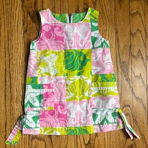 Lilly Pulitzer 3T shift dress green and pink tropical fish print